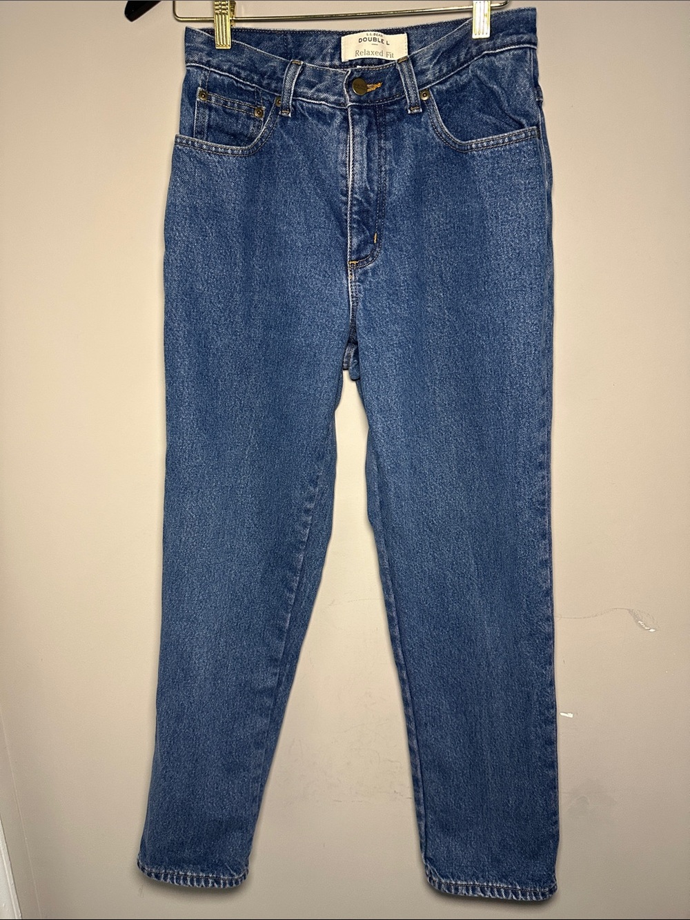 LL Bean Classic High-Rise Relaxed Fit flannel Blue Jeans